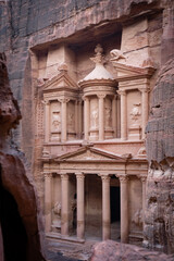 Treasury temple in Petra Jordan. Travel, vacation and tourism concept 