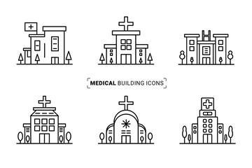 Medical building icon set