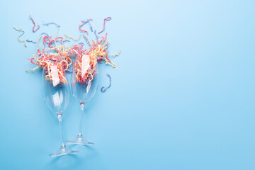 Holiday day card with champagne glasses