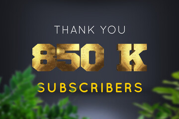 850 K  subscribers celebration greeting banner with Brass Design