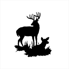 set of deer family, isolated on white. vector illustration