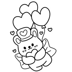 valentine's day cute cartoon sweet little rabbit