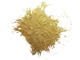 Gold paint smudge, brush stroke, abstract gold glittering textured art illustration, isolated metallic texture with splash effect, luxury particle	
