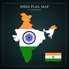 India Flag Map Vector Illustration