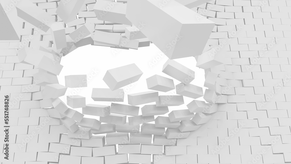 Poster 3d cubic blocks rectangle with perspective render illustration