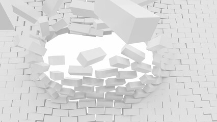 3d cubic blocks rectangle with perspective render illustration
