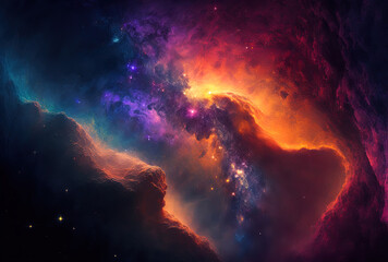 A colorful, textured background of the universe. Generative AI