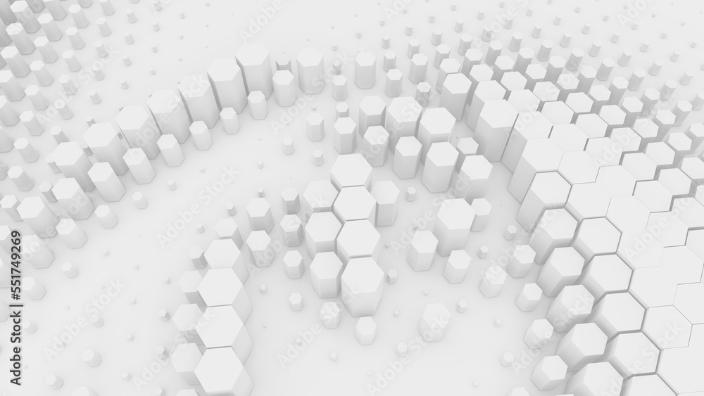 Poster 3d cubic blocks rectangle with perspective render illustration
