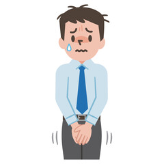 頻尿に悩む男性のイラスト