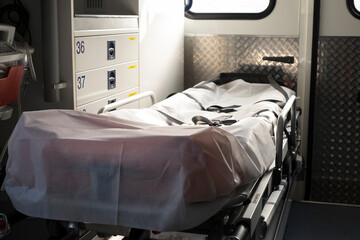 Stretcher in an ambulance