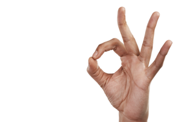 PNG of cropped shot of an unrecognizable man showing the ok sign