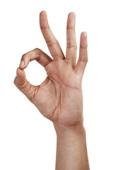 PNG of cropped shot of an unrecognizable man showing the ok sign
