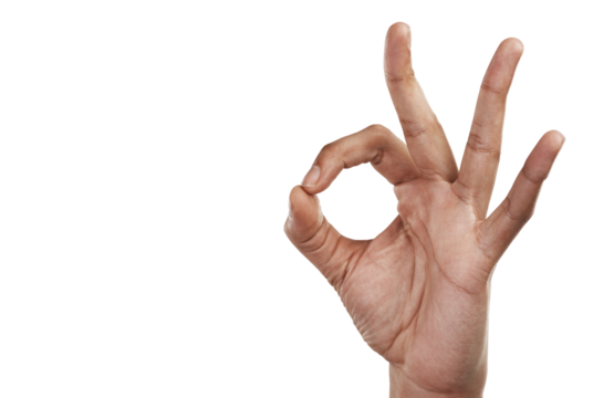 PNG of cropped shot of an unrecognizable man showing the ok sign