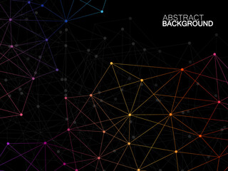 Abstract geometric background with connecting dots and lines. Modern technology concept. Colorful polygonal structure