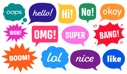 Doodle speech bubbles vector collection. Hand drawn conversation clouds - obrazy, fototapety, plakaty