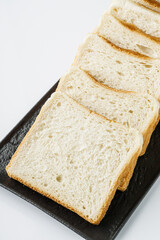 fresh toasted bread on a white background