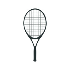 Flat vector illustration in childish style. Hand drawn tennis racket with dampener