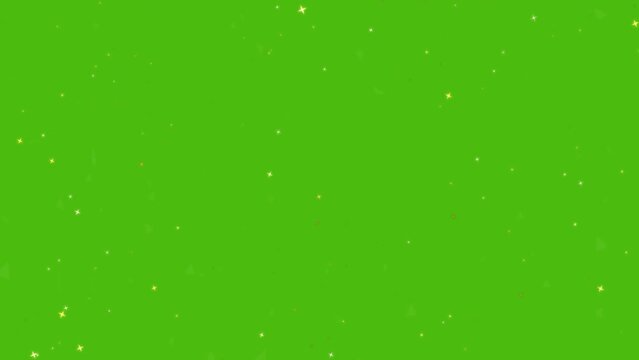 Million gold star and dark triangel flying and faded on the green screen background