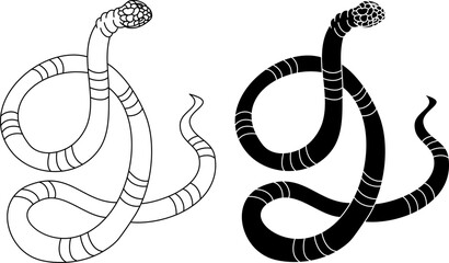 Lampropeltis triangulum vector.Sticker and hand drawn snake for tattoo.snake Reptile illustration.