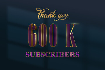 600 K  subscribers celebration greeting banner with Luxury Design