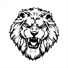 Fototapeta na wymiar face of lion head with white illustration. vector illustration