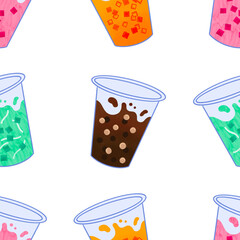 Filipino samalamig sweet chilled beverages in small cups illustrated pattern