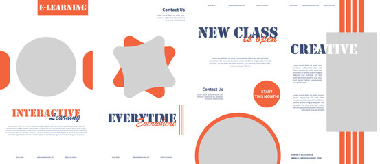 E-learning school from home social media story template design