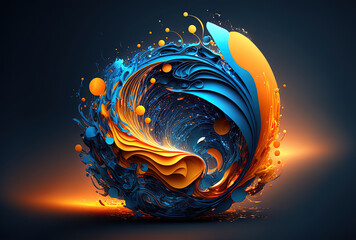 Abstract orange and blue light effects in an illustration. Generative AI