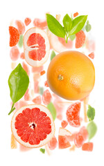 Grapefruit Slice and Leaf Abstract