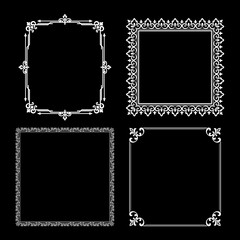 Set of decorative frames Elegant vector element for design in Eastern style, place for text. Floral black and white borders. Lace illustration for invitations and greeting cards.