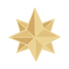 Isolated clip art illustration of shaded Christmas golden star