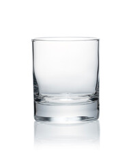 Whiskey glasses placed on white background