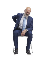 PNG file no background Frustrated businessman with back pain