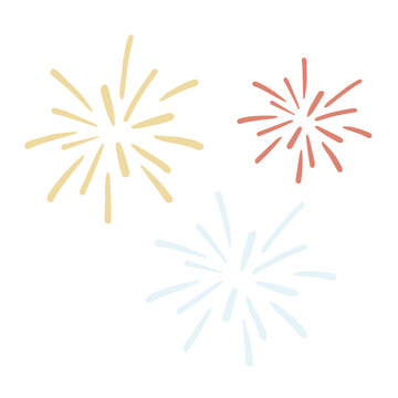 Hand drawn cute isolated clip art illustration of fireworks