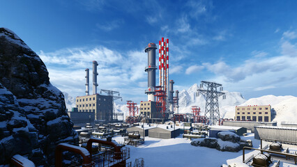 Fototapeta premium Large industrial complex in the mountains