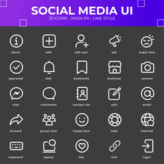 Social Media UI Icon With White Color
