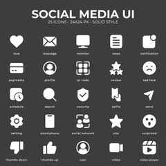 Social Media UI Icon With White Color