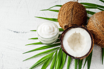 fresh natural coconut cream on a white background