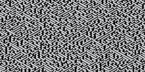 3d render of an abstract maze, wallpaper background design illustration