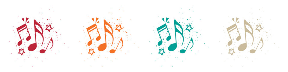 Colorful Isolated Illustrations Of Music Notes Concept
