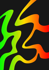 Abstract background with gradient color wavy line pattern and with Jamaican color theme