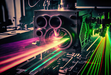 Fototapeta na wymiar Industry using lasers. Generative AI