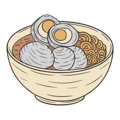 Bakso Indonesian Food Meat Ball Hand Drawn Doodle Vector Illustration