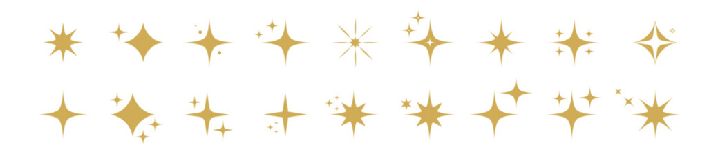 Obraz premium Collection of different gold sparkles icons. 