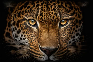 Foto op Plexiglas Close up on a jaguar eyes on black © erika8213