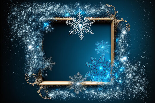 Blue Glitter Shine Snowflake Isolated On White Background