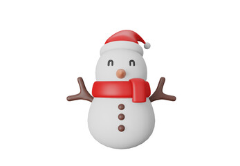 3d illustration Smiling Snow man on transparent background