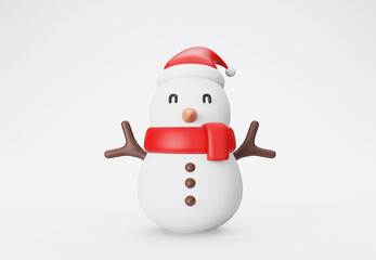 3d illustration Smiling Snow man on white background