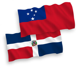 Flags of Independent State of Samoa and Dominican Republic on a white background