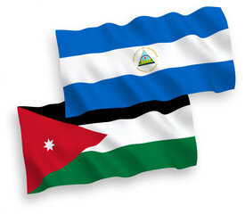 Flags of Nicaragua and Hashemite Kingdom of Jordan on a white background